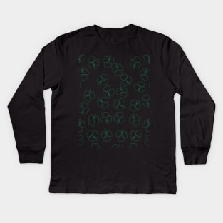 Shamrocks Green Outline on St Patricks Day Kids Long Sleeve T-Shirt